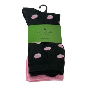 kate spade new york Crew Socks Set – 3 Pairs – Pink Black Polka Dot – NWT